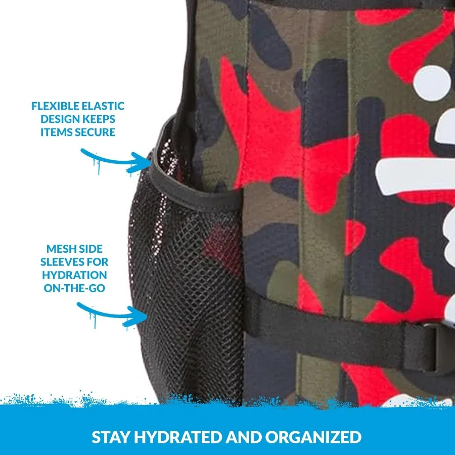 حقيبة ظهر من النايلون غير القياسي من COOKIES حقيبة متينة مقاومة للتمزق مع سحابات شديدة التحمل وجيوب جانبية شبكية قابلة للتعديل Str #5