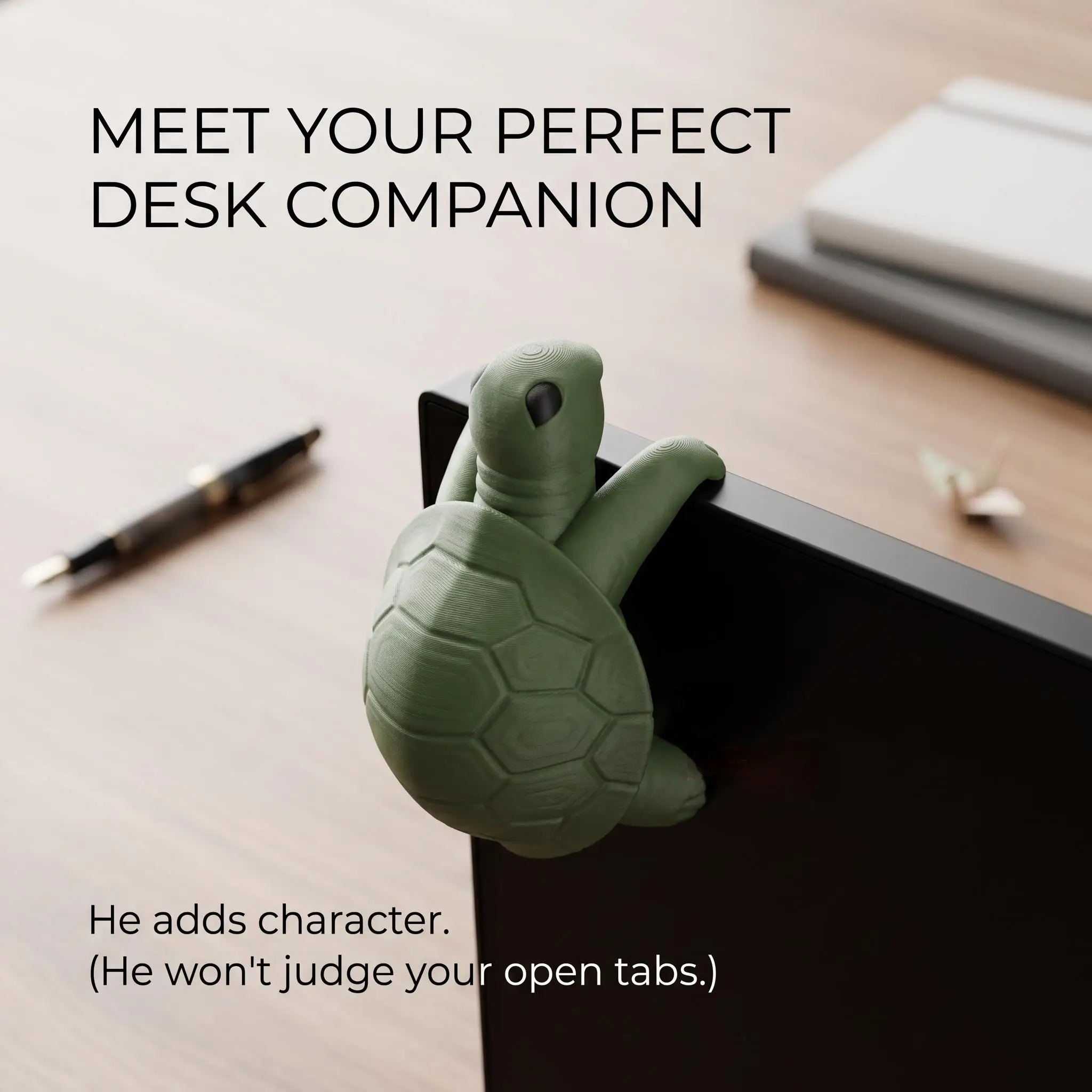 Crawling Turtle Figurine Monitor Hanging Ornament Cute Animal Desktop Decor for Computer Screen Funny Tabletop Companion Decor U