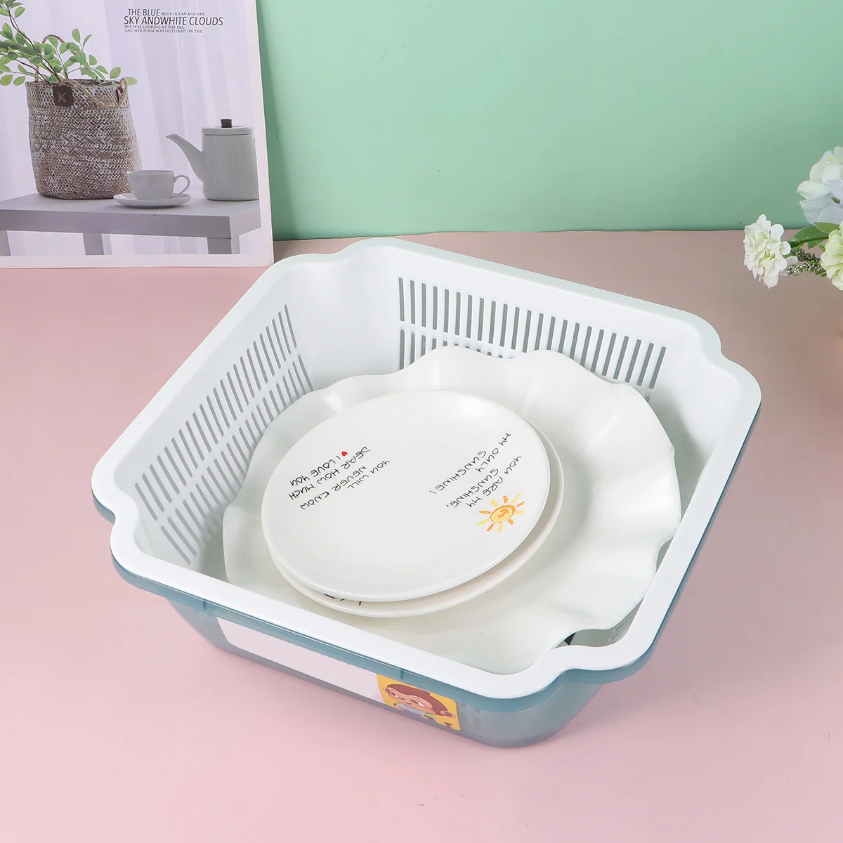 

1Pcs Kitchen Dish Rack Transparent Cover Storage Box Eco-Friendly PP Material Drain Basket for Tableware Cups Bowls Forks Home