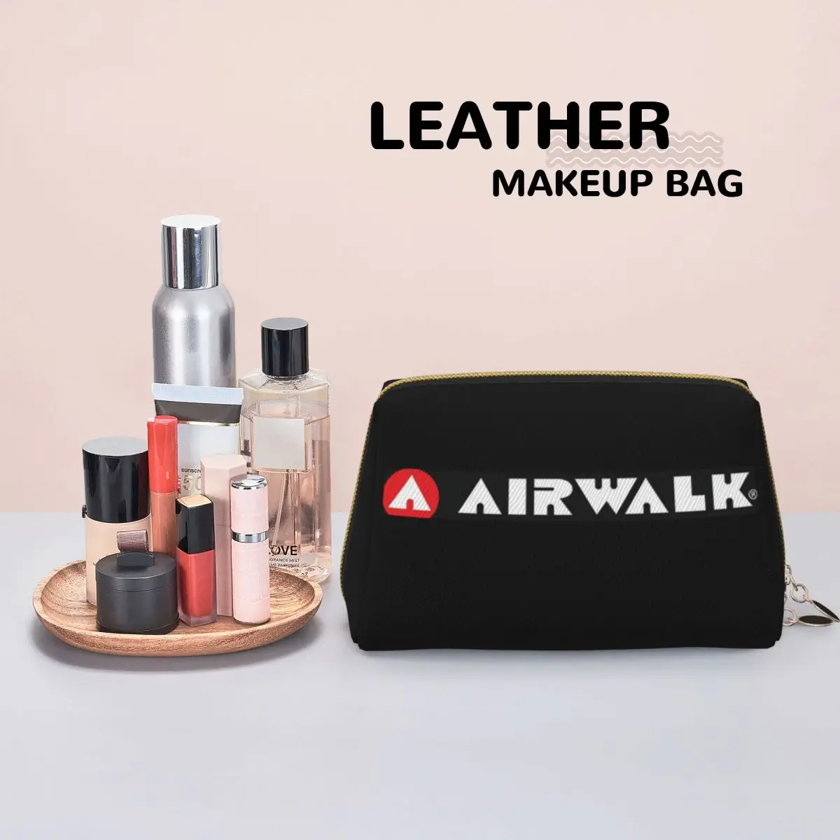 حقيبة مستحضرات التجميل النسائية بشعار Airwalk، حقيبة تنظيم المكياج للسفر، حقيبة تخزين أدوات الزينة Dopp Kit