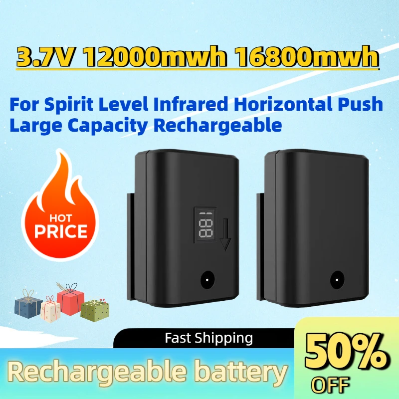3.7V 12000mwh 16800mwh Li-Ion Battery with Digital Display for Spirit Level Infrared Horizontal Push Large Capacity Rechargeable