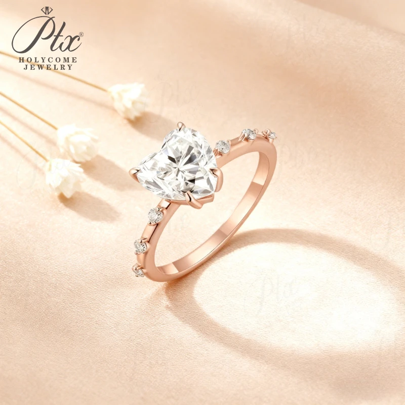 

3ct Heart Cut Moissanite Ring Classic Four-Claw Setting Brilliance Romantic Style Ideal for Engagement Christmas Easter Gifts