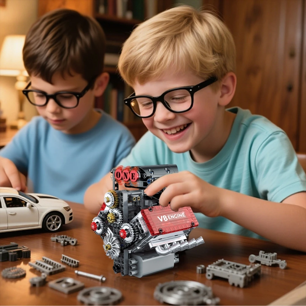 478PCS Technic V8 Motormodel Gemotoriseerde Mechanische Building Kit Collector Display Cadeau Voor Volwassenen Kinderen Kerst Decor