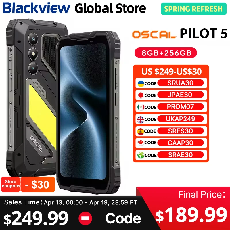 Teléfono Inteligente Resistente Blackview OSCAL PILOT 5 5G AI con CPU UNISOC T8100, Pantalla de 6.67 Pulgadas y 120 Hz, 8 GB + 256 GB, Batería de 15000 mAh, Altavoz de 5 W, NFC
