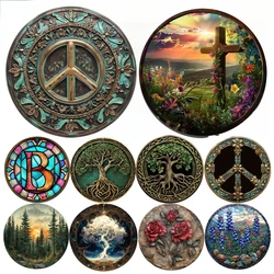 3D Round Metal Aluminum Sign Art Peace Wreath Decorative Plates Entrance Gift Mask Theme For Bar Club Home Room Wall Decor