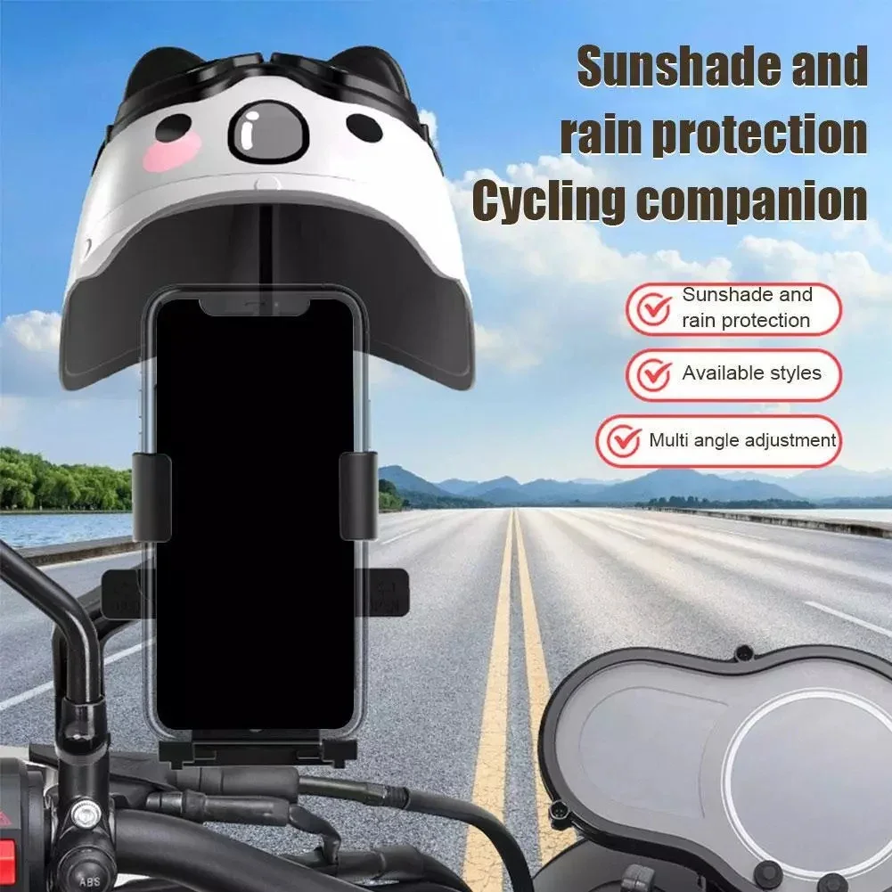 1x Cute Cartoon Small Helmet Rider Motorcycle Electric Bike Bicycle Mobile Phone Holder Waterproof Sunshade Fixed Frame