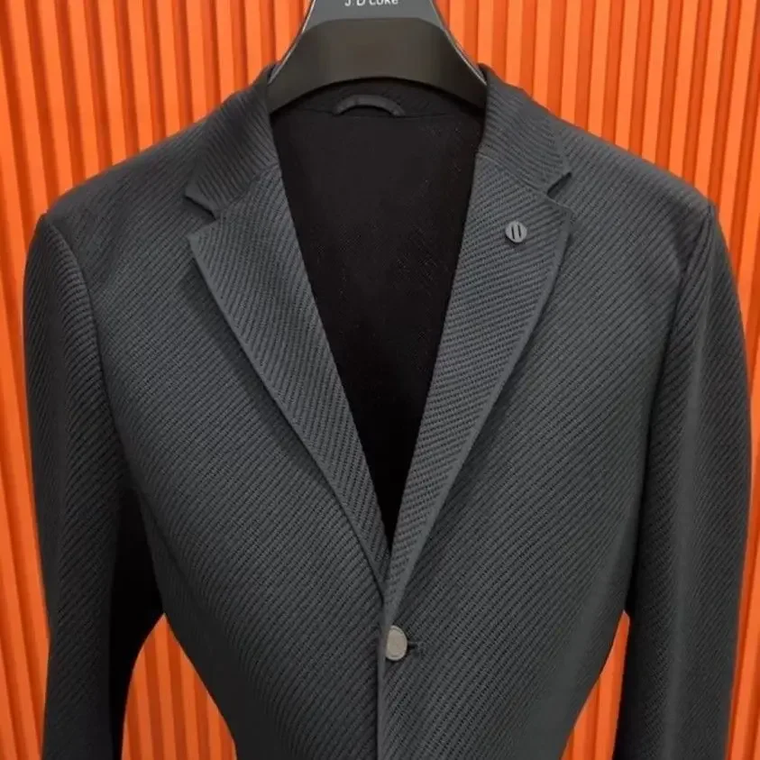 Oversize Gray Party Jacket for Men Coats Plus Big Size Man Suits and Blazers Elegant High Quality Fashion 2024 Menswear Vintage