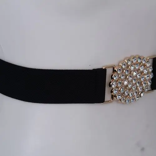 Women's Down Jacket Belt Rhinestone Black Elastic Waist Cincher Versatile Stretch Dress Decoration Fashion