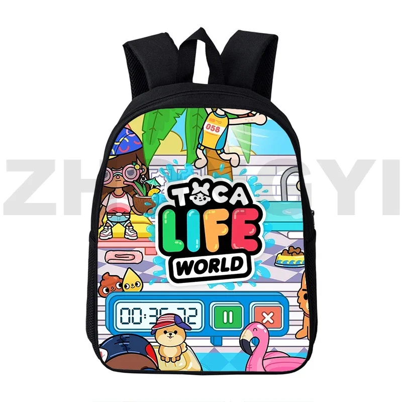 Trendy Toca Boca Bag Student 3D Anime Toca Life World Game Backpacks for School Teenagers Girls 12/16 Inch Bag Pack Travel Men