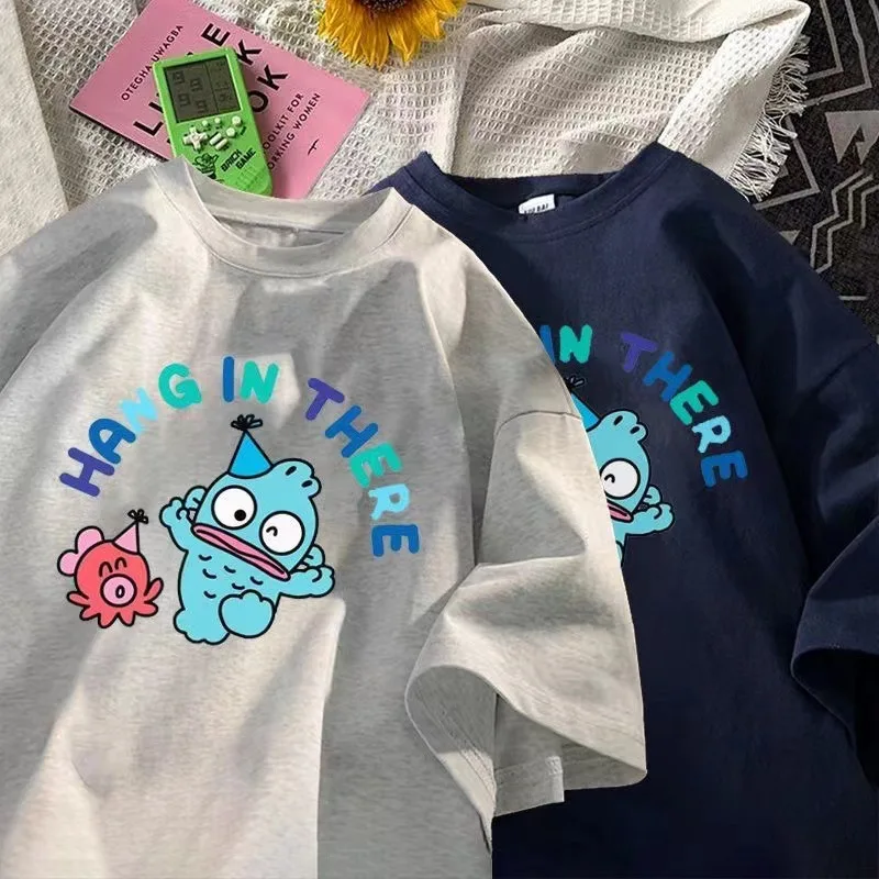 Kawaii Hangyodon Femme T-shirt Graphic Cute Squid Women Clothes Summer Casual Streetwear Cartoon T Shirt Women Clothing