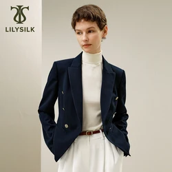 Blazer in lana di seta LILYSILK per donna 16 momme Silk Inner Slim Fit doppiopetto abiti formali Lady Luxury Outwear spedizione gratuita