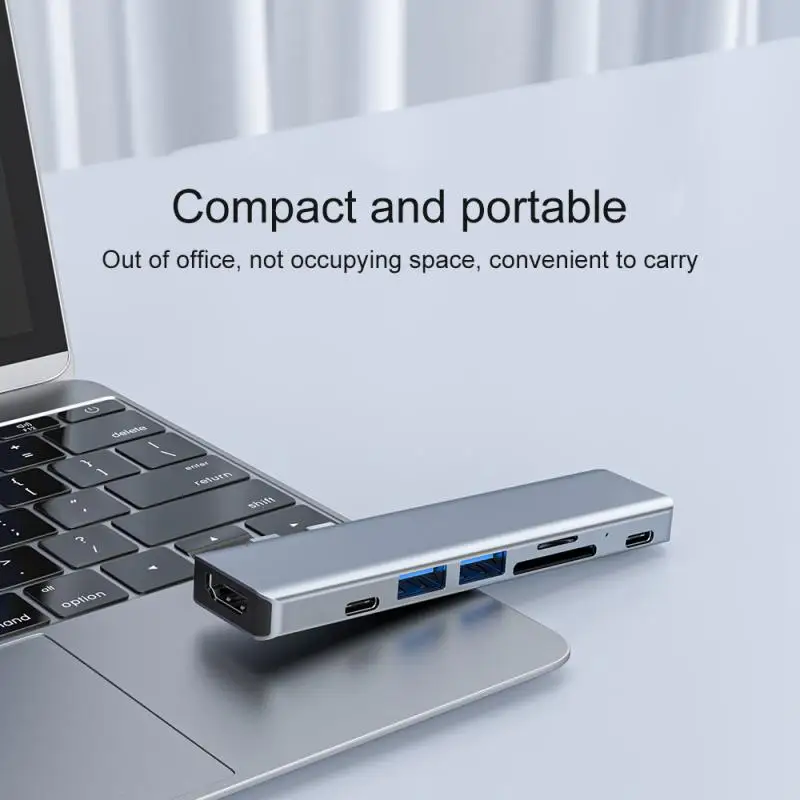 Usb Type C Dock Double-headed 4k Thunderbolt 3 Adapter Thunderbolt 3 4k HDMI-compatible For Macbook /air M1 Dock 7 In 2 Pd