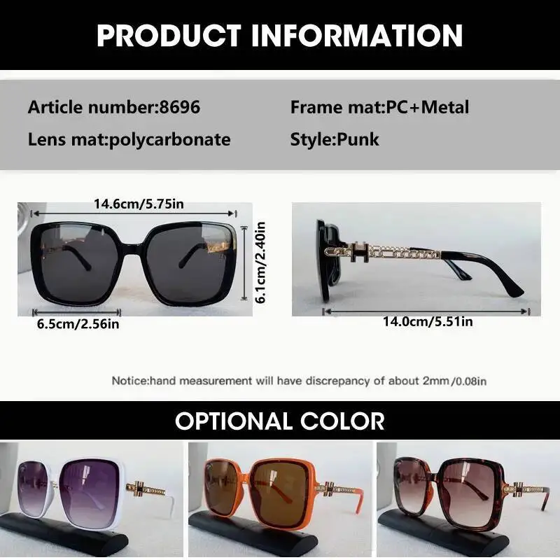 Vintage Brand Square Sunglasses For Women Men Large Frame Letter Design Sun Glasses Alloy Retro Punk Eyewear UV400