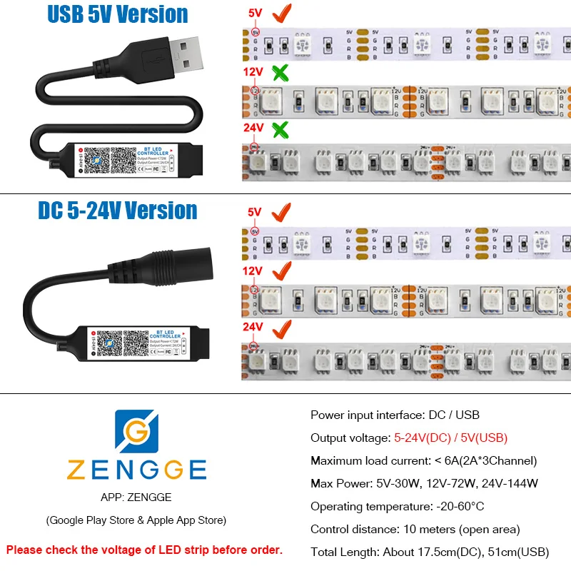 Bluetooth RGB LED Strip Controller with 24Keys IR Remote Dimmer Music Phone APP Control Brightness Adjust for 5050 Tape Light