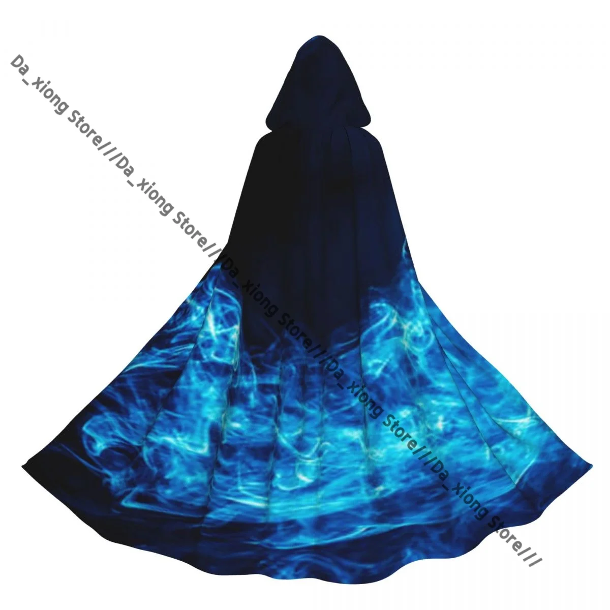 

Adult Blue Fire Smoke Cloak Cape Hooded Medieval Costume Witch Wicca Vampire Halloween Costume Dress Coat