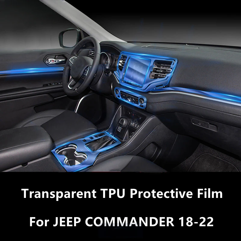 For JEEP COMMANDER 18-22 Car Interior Center Console Transparent TPU Protective Film Anti-scratch Repair Film Accessories Refit