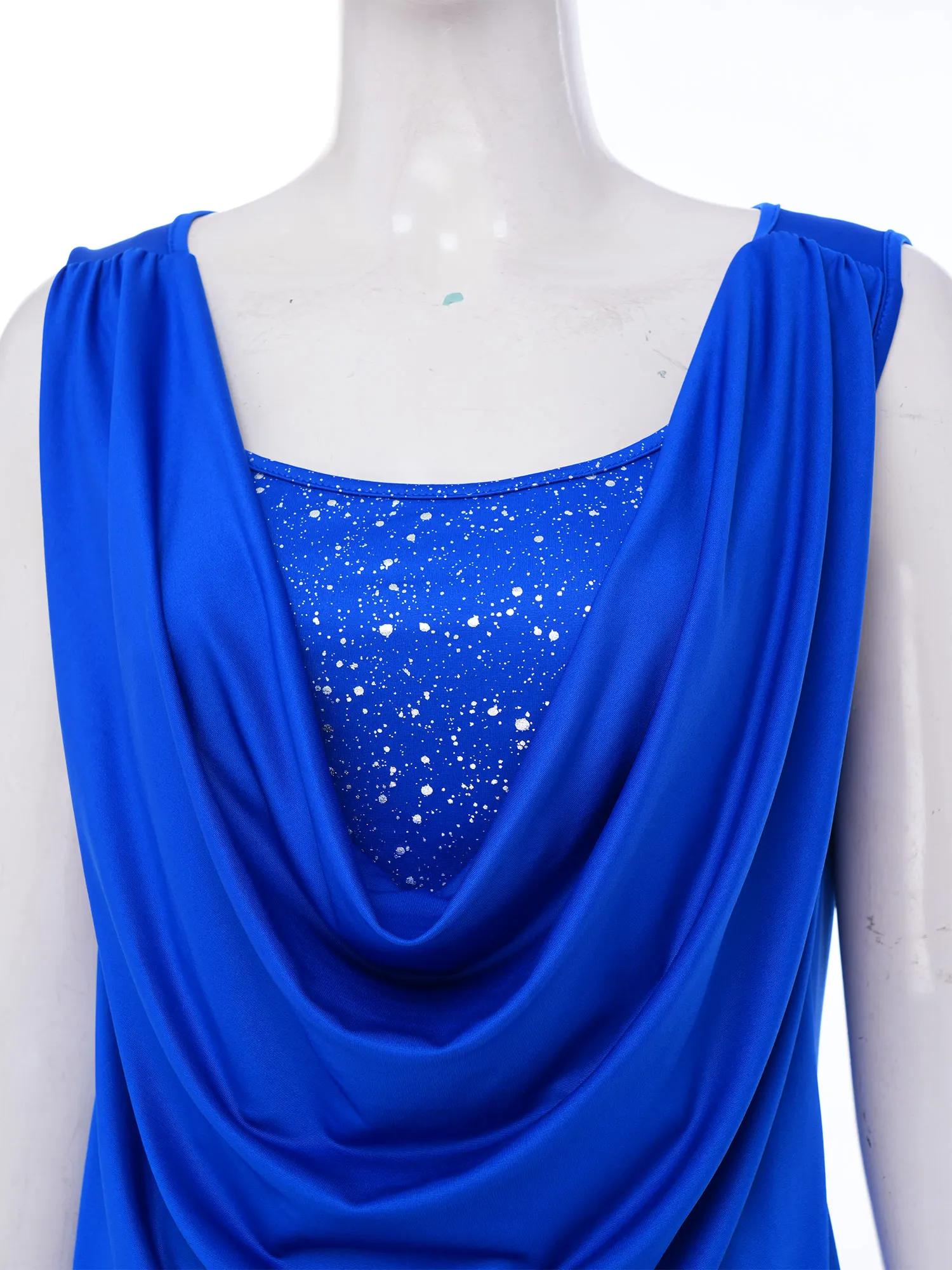 Women Shiny Layer Draped Ruched Stretchy Vest for Cocktail Evening Party Cowl Neck Tank Top Sleeveless Vests Elegant Clothes