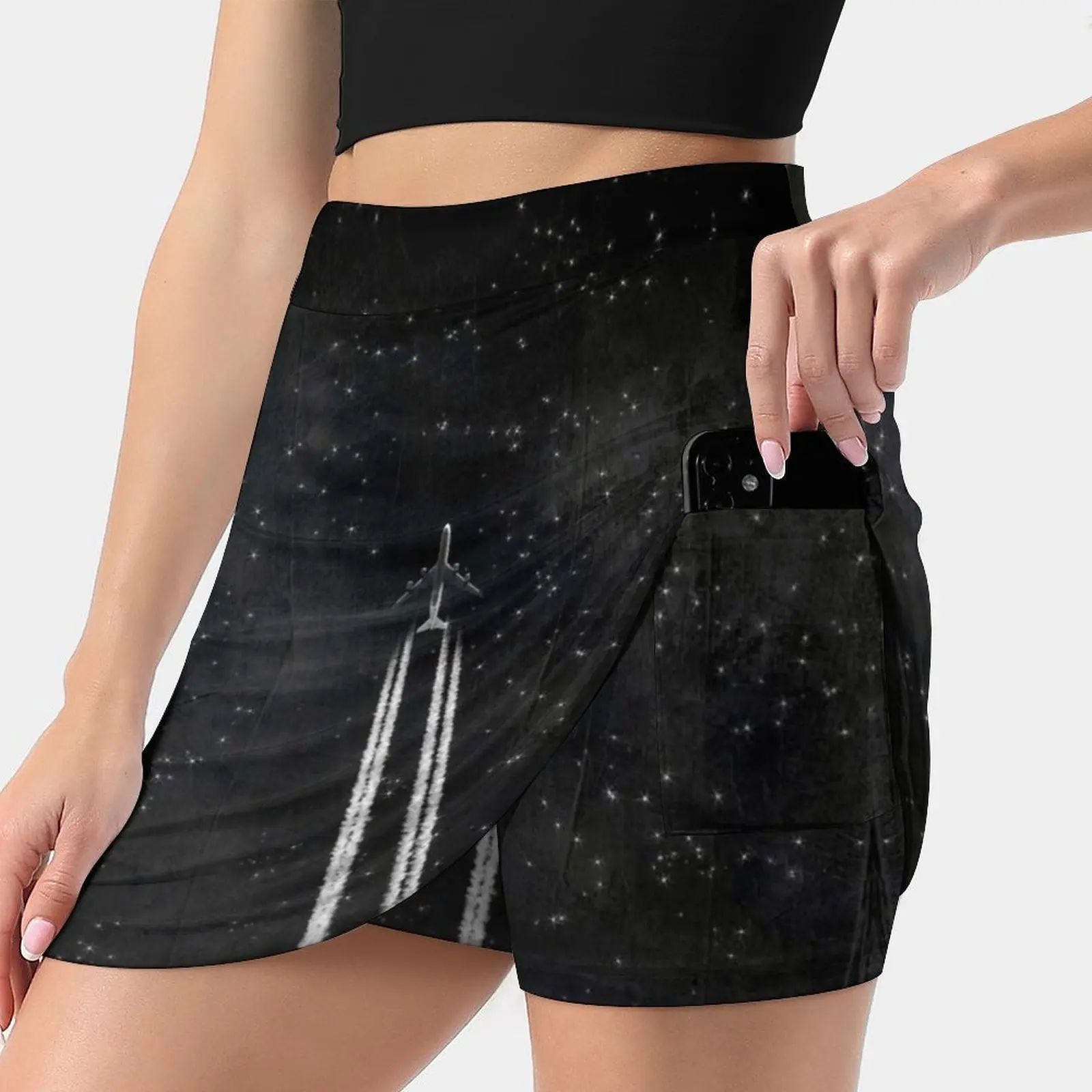 Starflight Skirts Woman Fashion 2022 Pant Skirt Mini Skirts Office Short Skirt Black And White Monochrome Stars Contrails Air