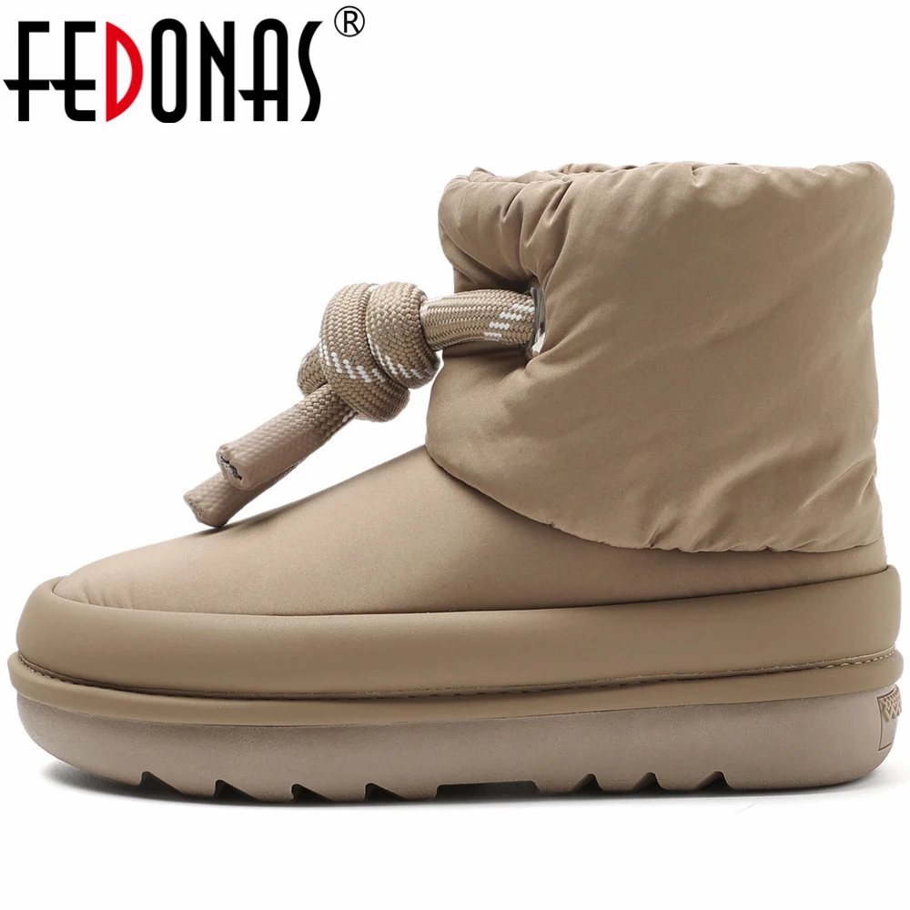 FEDONAS Winter Snow Boots Thick Platforms Warm Women Ankle Boots Round Toe Concise Sweet Fashion Design Casual Shoes Woman New