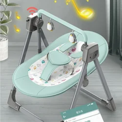 Portable Electric Baby Swing Newborns Cradle Remote Control Bluetooth Music Baby Rocking Chair,Foldable Sleep Rocker Baby Cradle