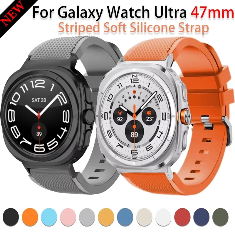 Striped Silicone Strap for Samsung Galaxy Watch Ultra 2025 47mm Bracelet Wristband for Galaxy Watch Ultra 47mm Accessories Belt
