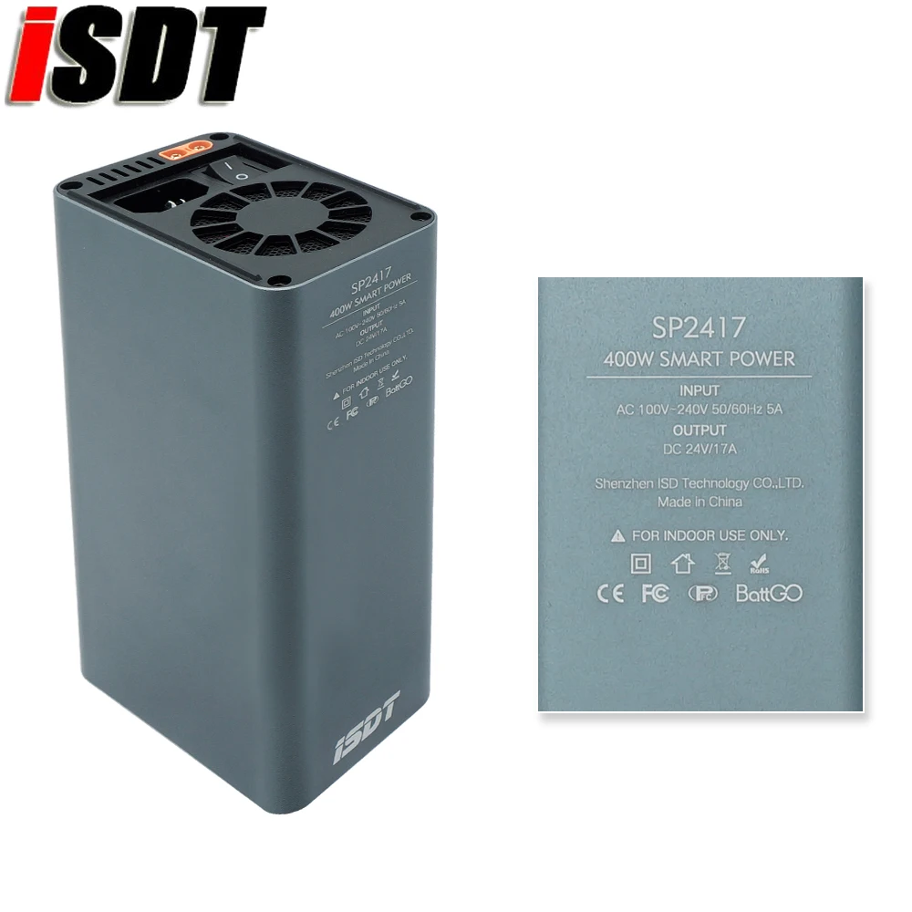 ISDT SP2417 400W/SP2425 600W/SP2433 800W caricabatteria RC ad alta potenza/interruttore controllo intelligente con ricarica USB a LED per modelli RC