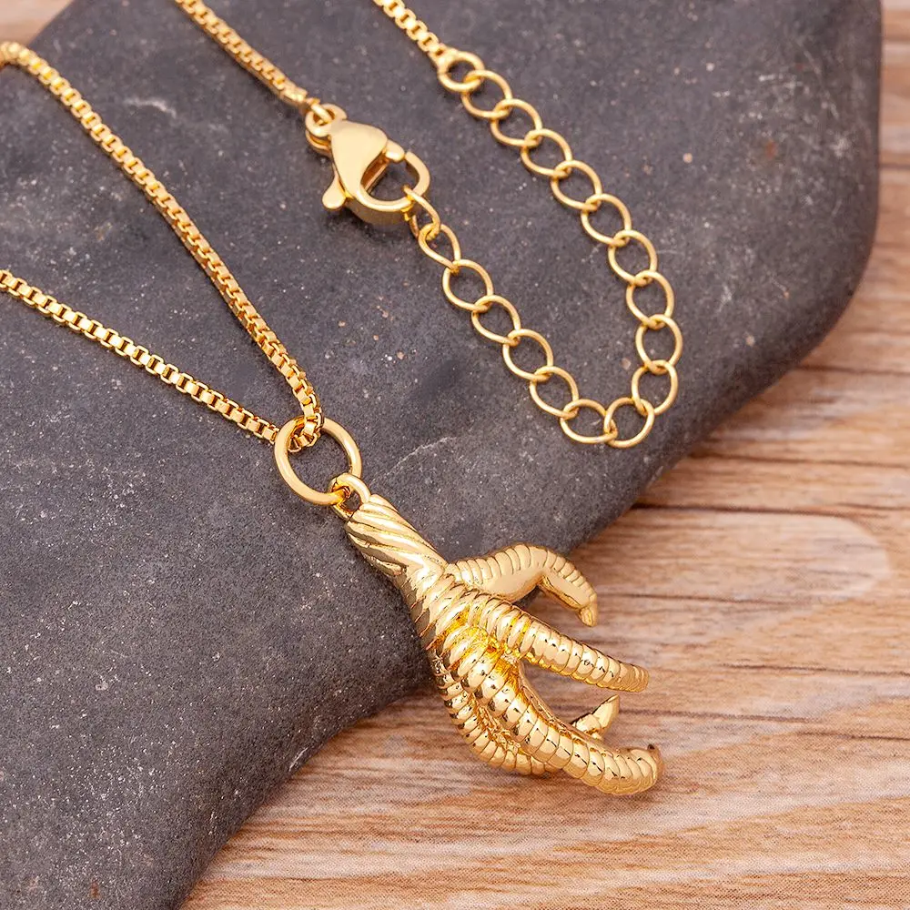 Nidin Gold Plated Gothic Witch Retro and Eagle Claw Pendant Necklace Charm Personalized Jewelry New Fashion Party Birthday Gift