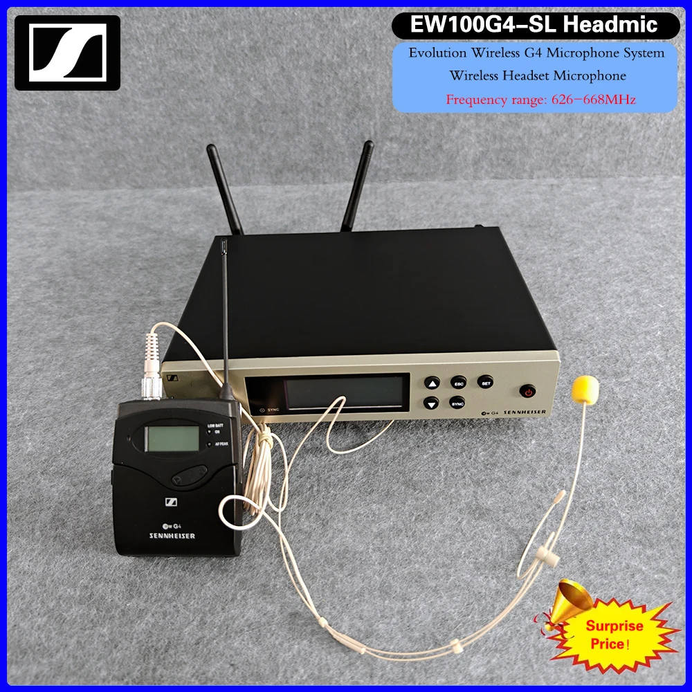 Micrófono Omnidireccional SENNHEISER EW100G4-SL Headmic 1-4 BK, Micrófono Profesional para Auriculares, Conferencias, Discursos y Presentaciones