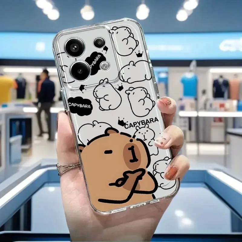 カピバラ漫画かわいいデザイン Xiaomi Mi Poco F2 F3 F4 F5 F6 X5 X6 X7 Pro TPU保護透明スマホケース