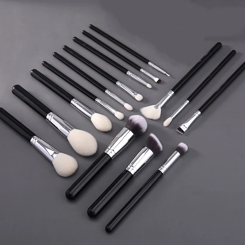 15 Pcs Makeup Brush Set Cosmetic Brushes Makeup Brushes Goat Hair for Eyebrow Eyeshadow Foundation Travel Portable with Pouch