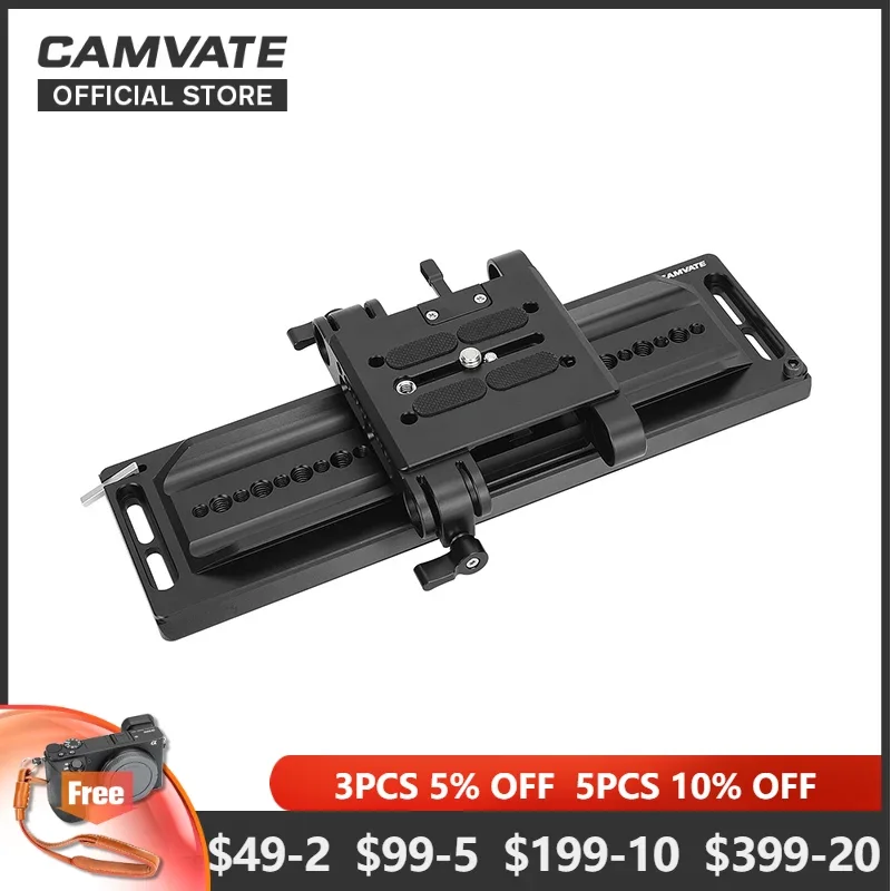 

CAMVATE 12" ARRI Dovetail Plate and Quick Release QR Baseplate with Double 19mm Rod Adapter For DSLR Cameras, Tripod Mount