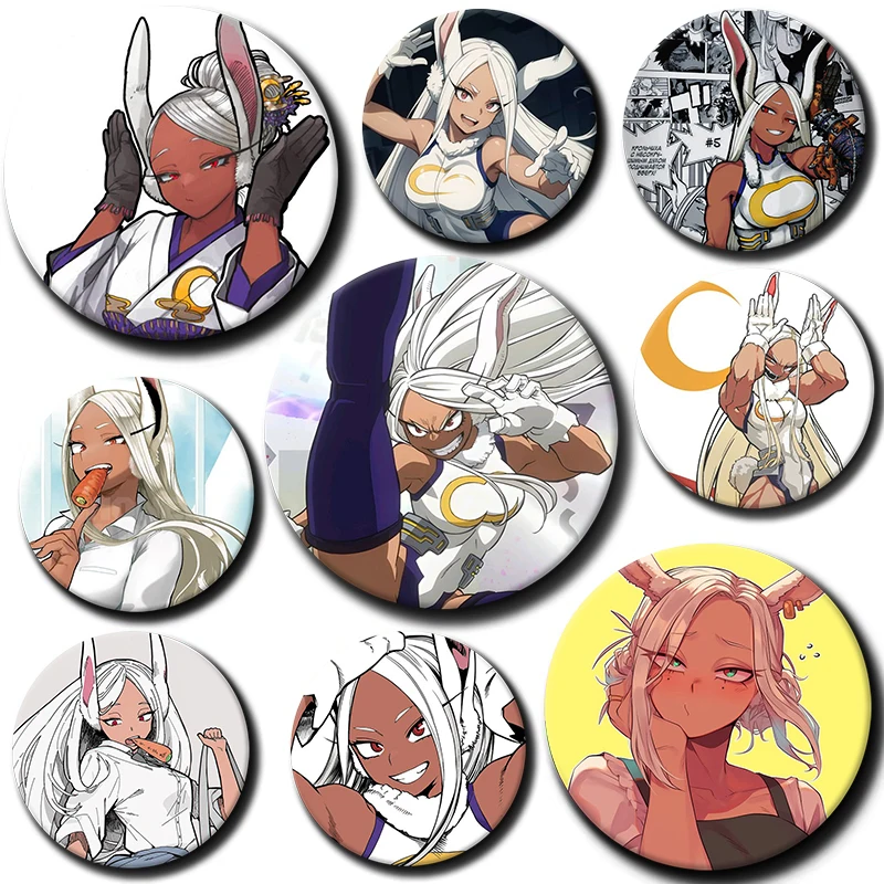 

58mm Cartoon Character Rumi Usagiyama Soft Button Pin Mirko Anime Brooch Creative Badge for Backpack Clothes Decoration Gift