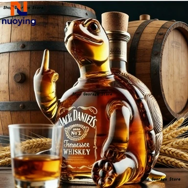 Carafe à whisky Doigt d'honneur avec tortue, bouteille de liqueur fantaisie pour les fêtes, cadeau de Noël amusant pour hommes