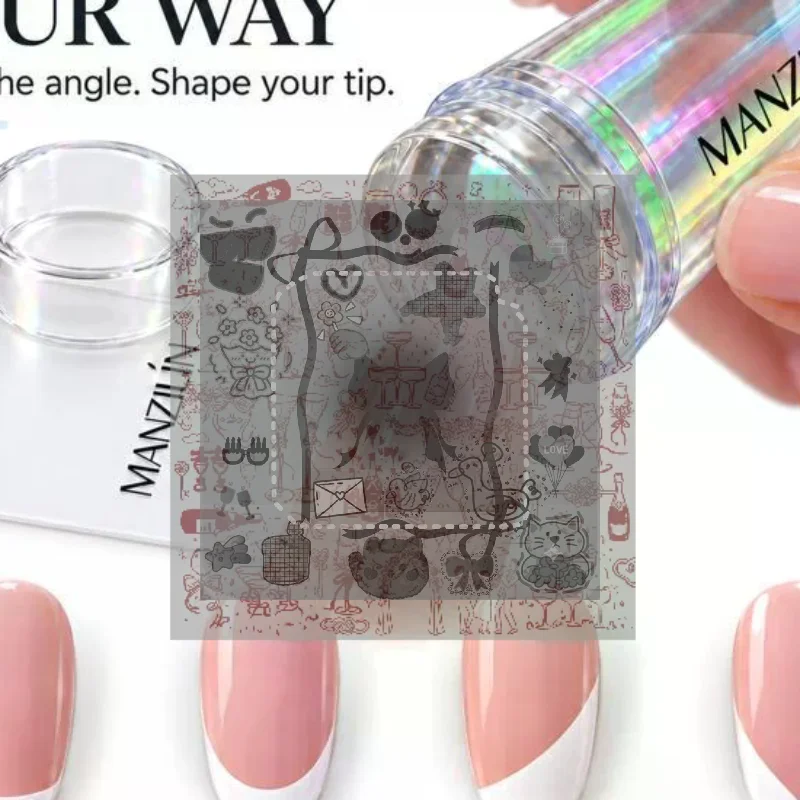Nail Art French Tip Stamper With Clear Jelly Head Adjustable Angle Perfect For Home DIY Manicure Nail Salon Use