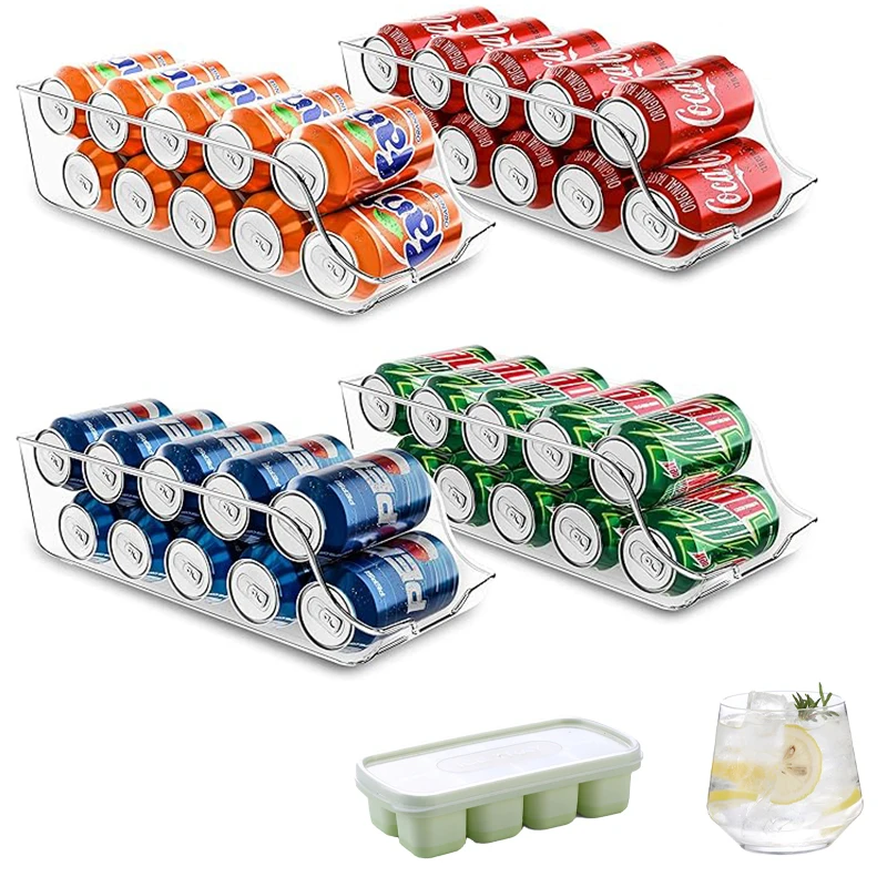 

4pcs transparent beverage storage box, refrigerator storage, kitchen seasoning storage box, gift beverage cup and ice tray
