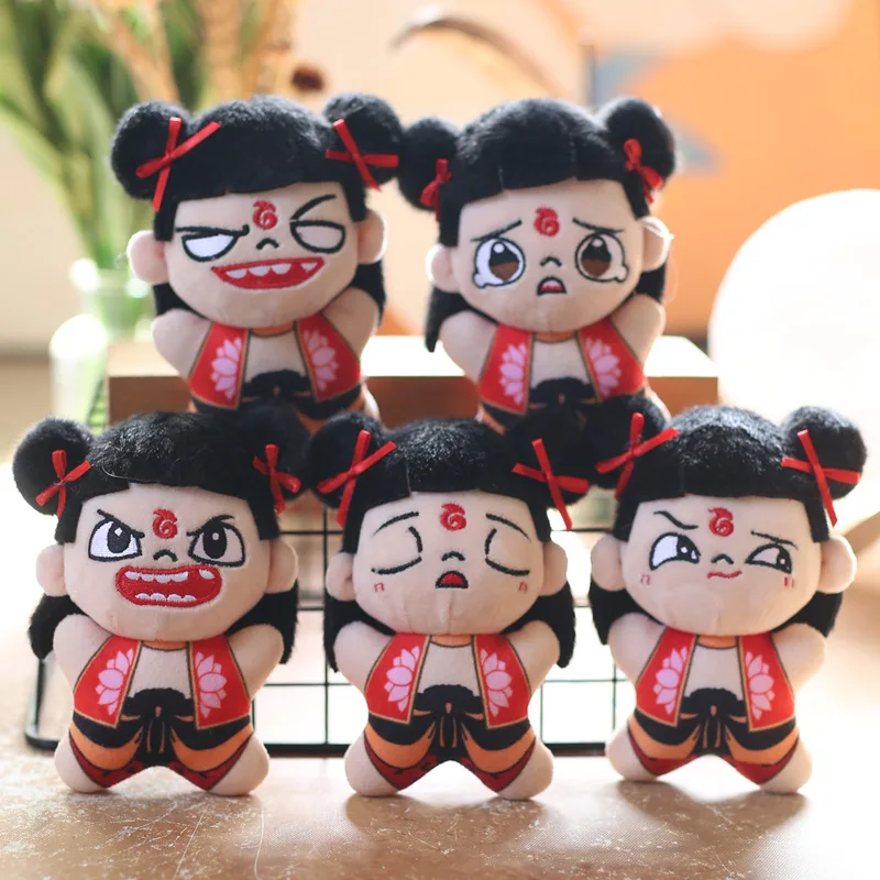 

13cmNezha plush keychain 2 anime new surrounding High-quality kawaii soft cute pendant ethnic style plush doll collection level