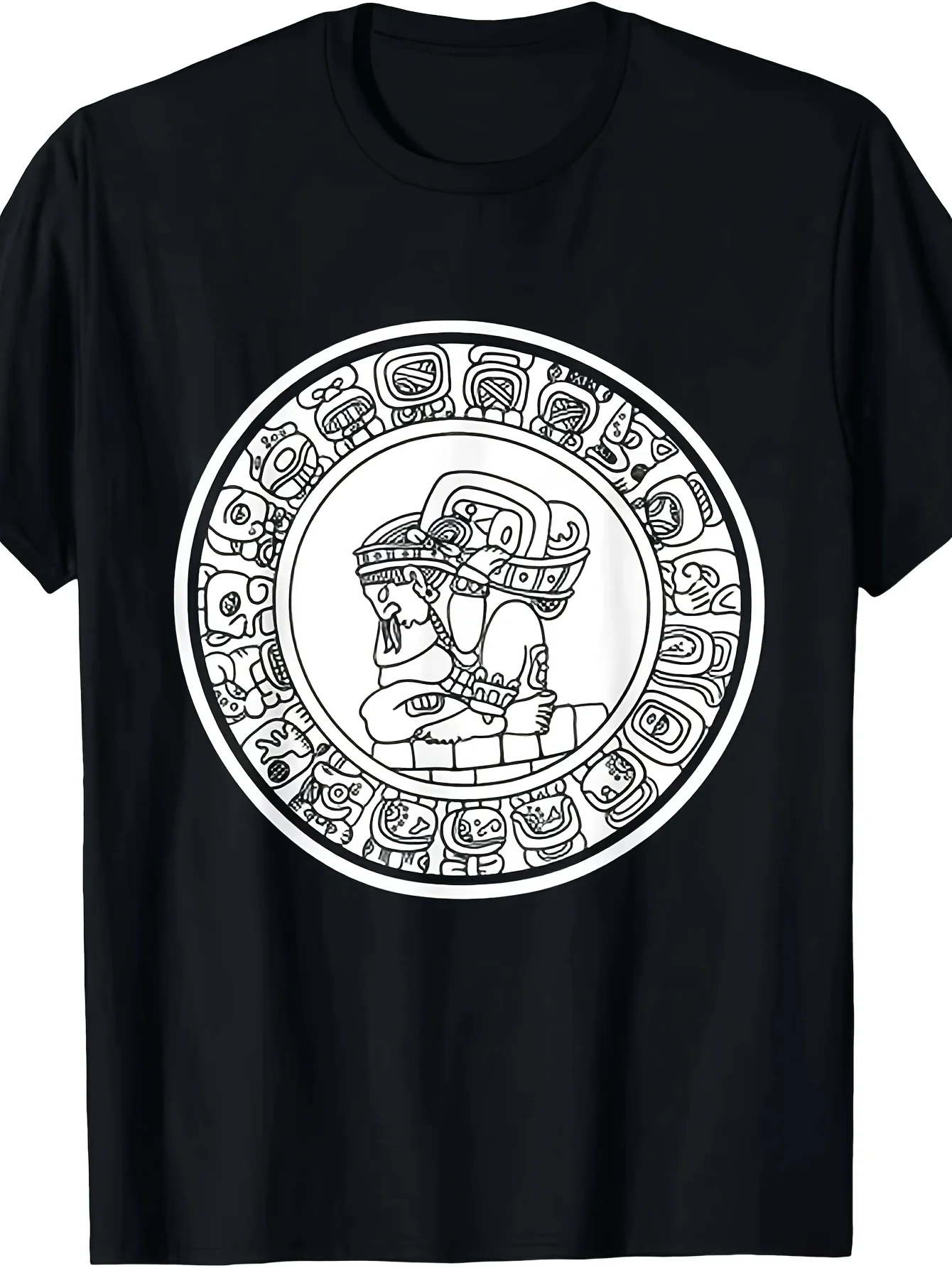 Camiseta con calendario maya, nación azteca maya, mesoamérica, México, 100% algodón, cuello redondo, manga corta, camiseta informal de verano para hombre