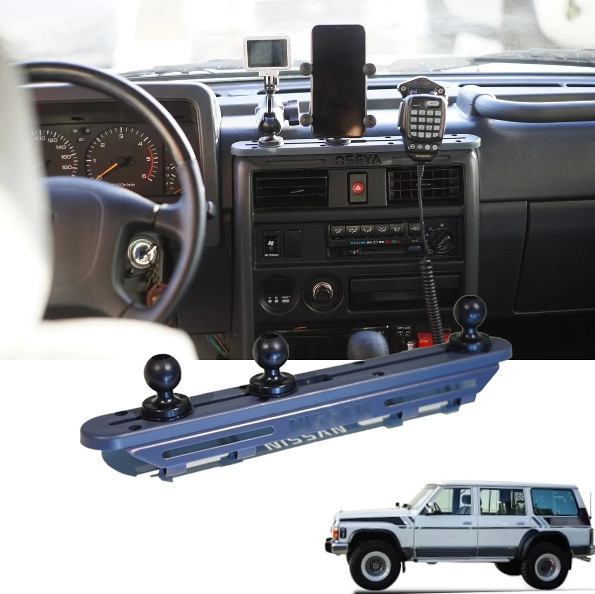 

Walkie Talkie Holder For Nissan Patrol Y60 Mobile Phone Holder Off-road Modification GoPro Base Patrol Y60 Accessories