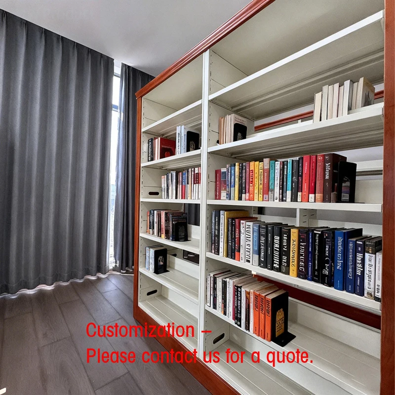 custom.Hybrid Stainless Steel Wood Adjustable 5-Shelf Floor Standing Library Shelving School Hospital Use Modern Commercial