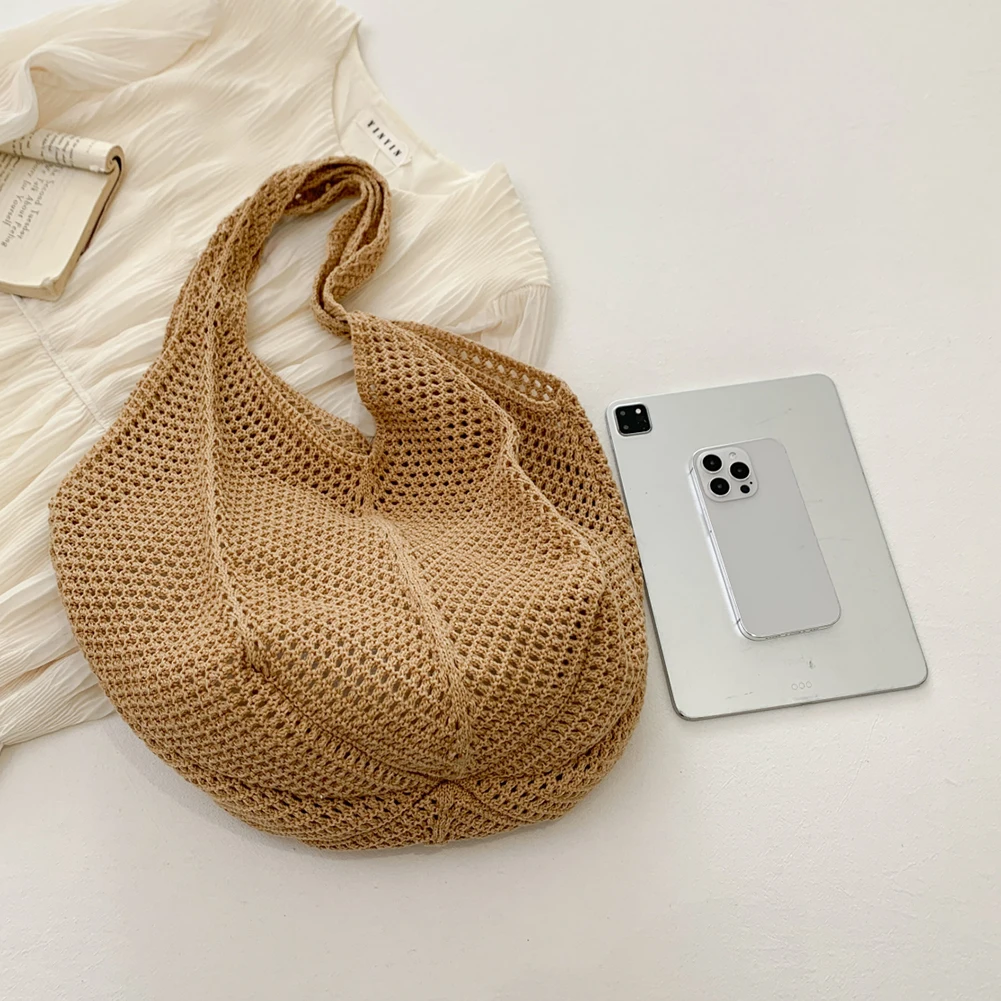 

Casual Hollow Straw Women Shoulder Bags Handbags Large Capacity Woven Tote Bag Handmade Summer Beach Purses Ladies Shopping Bags