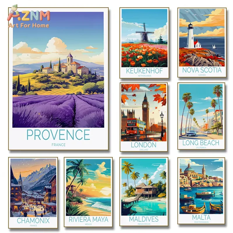 1PC,Mount Rainier Istanbul Nice Provence France Travel Mexico Poster Landscape Seaside Canvas Painting Wall Art Picture Decor