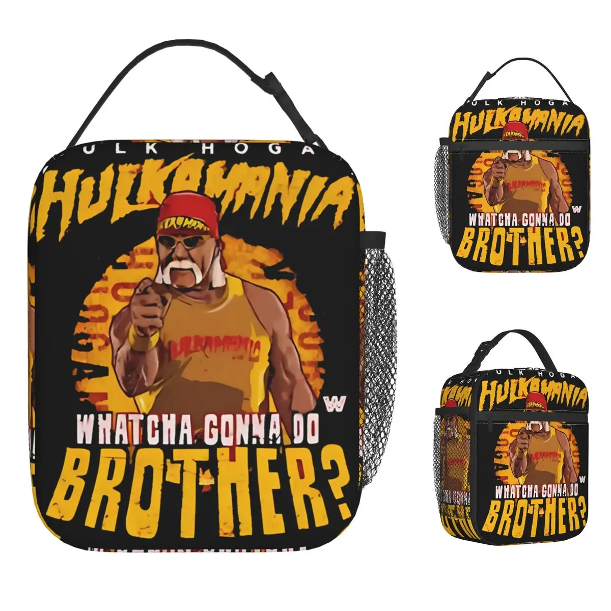 

Hulk Hogan Vintage Lunch Bag Travel Lunch Box For Women Vintage Print Tote Food Bags Oxford Portable Insulated Cooler Bag
