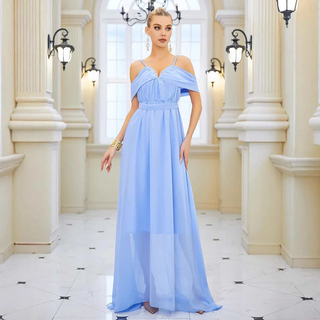 Dance Dress, Long Skirt, Elegant and Long Banquet Evening Gown Designer Satin Women's 2025 Summer Dress Robe Vestido Women Party