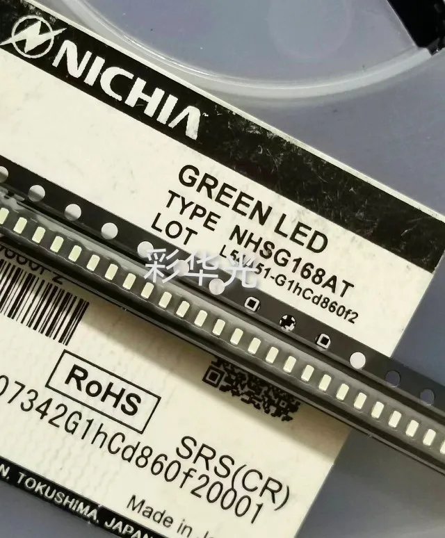 

50 шт./NHSG168AT 1,6X0,8 мм (0603) Изумрудно-зеленый, керамический светодиод PLCC2 SMD