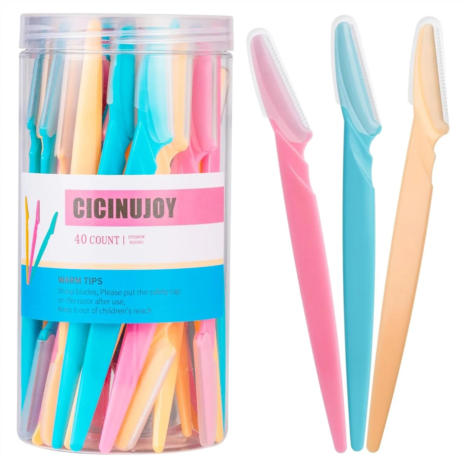 

40pcs Eyebrow Razor for Women, Face Shaver Dermaplaning Tool for Peach Fuzz Removal, Stainless Steel Blades with Protective