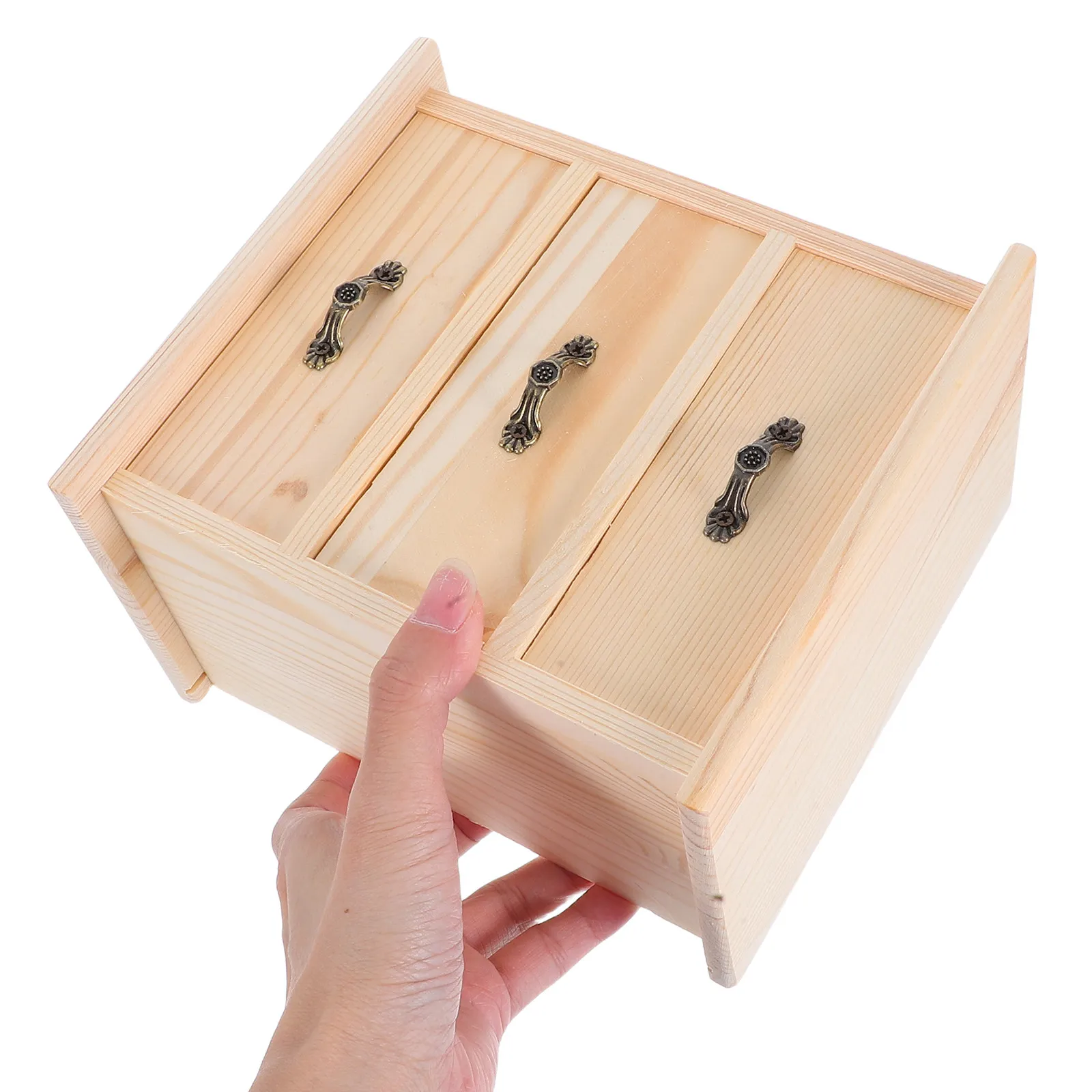 

Деревянный настольный органайзер с тремя ярусами и встроенными выдвижными ящиками для офиса, украшений и мелких предметов, современный, стильный, экономит место