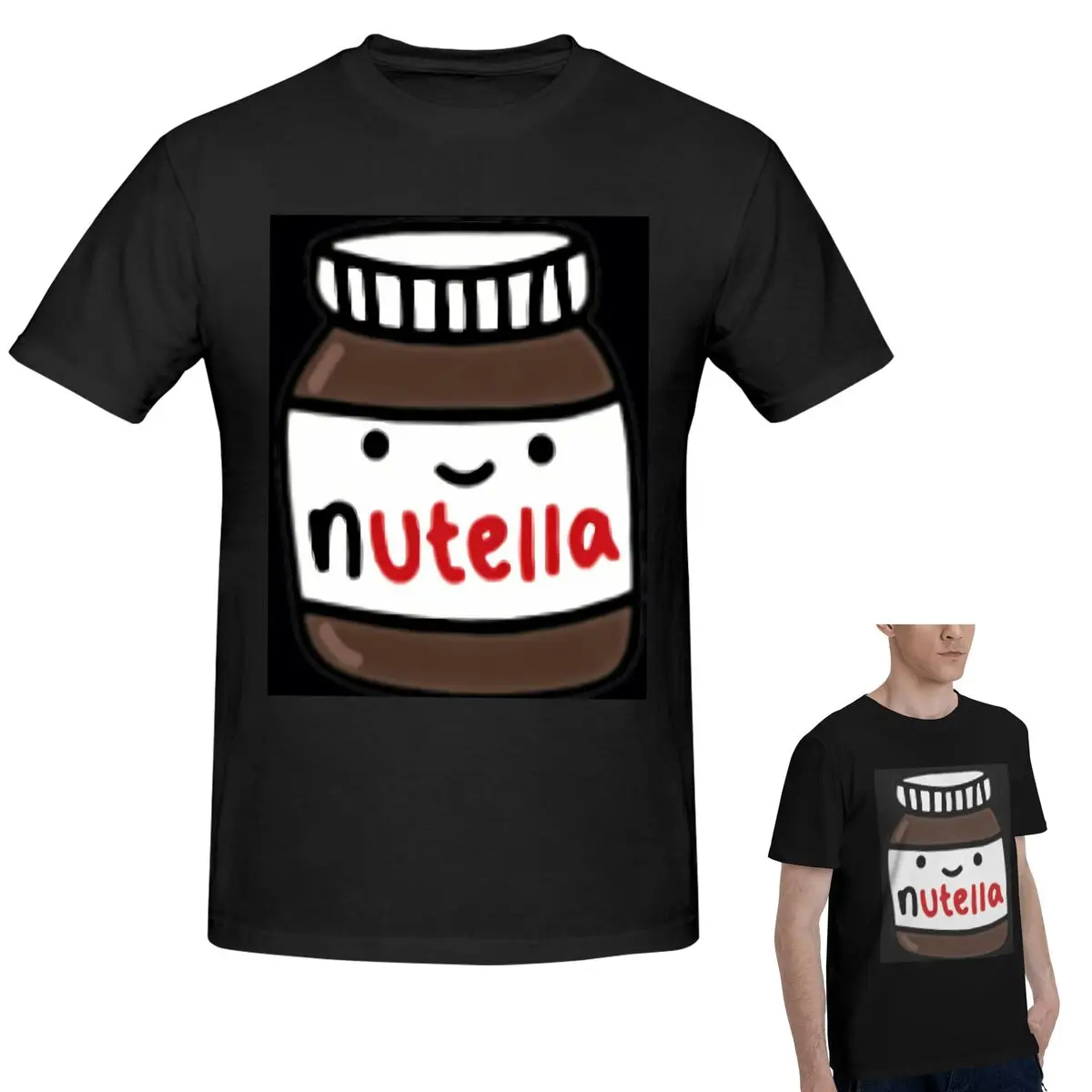 

Футболка Nutella из 100% хлопка, мужская модная футболка большого размера, мужские летние рубашки с круглым вырезом, топы, S-6XL