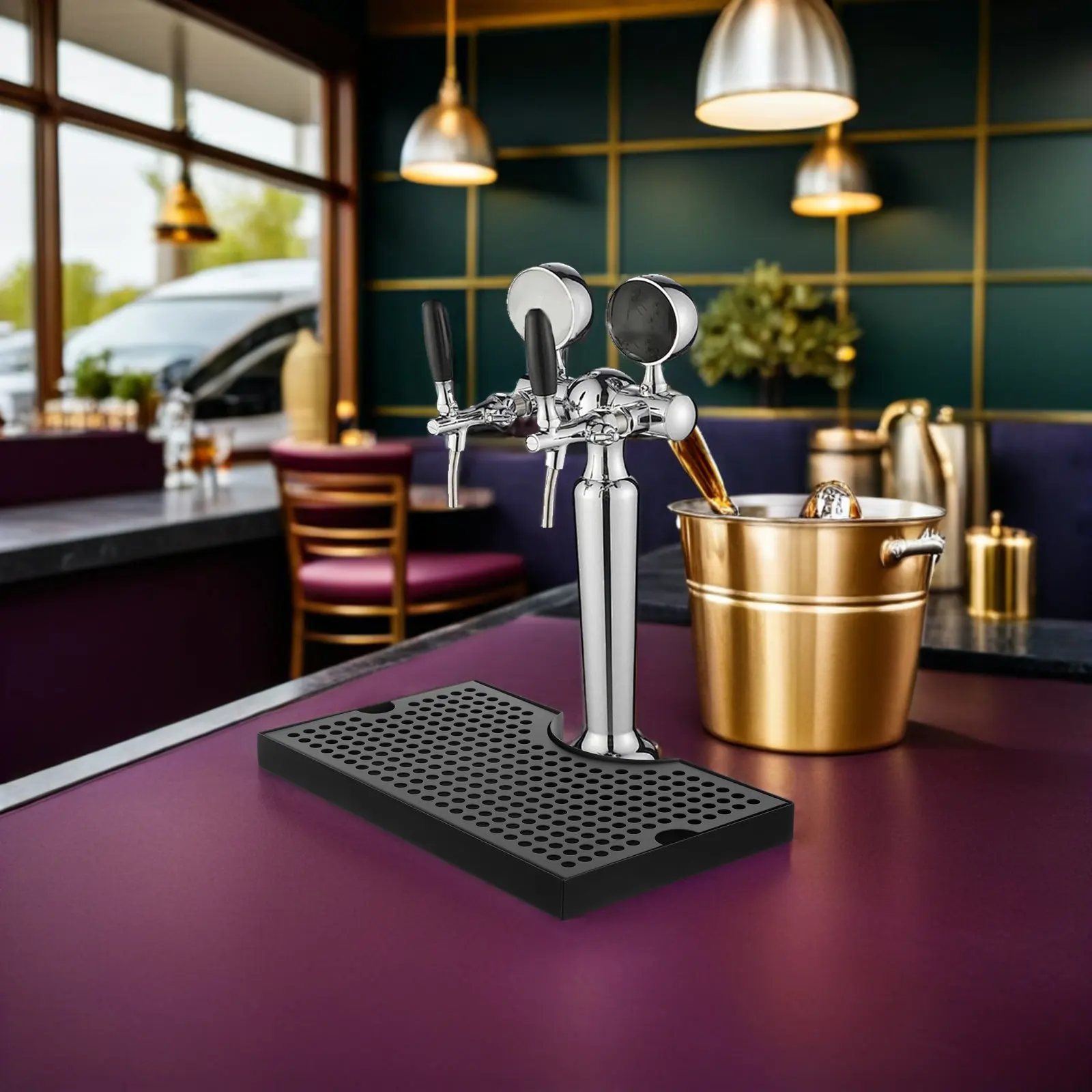 Detachable Stainless Steel Drip Tray Wall Mounted Beer Faucet Spill Pan Homebrew Draft Beer Dispenser Tray 11.79x7.07