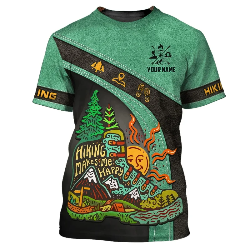 اسم مخصص المشي لمسافات طويلة الجبل التي شيرت للرجال اسم شخصي قصيرة الأكمام المشي لمسافات طويلة الجبلية تي شيرت هدية لمحبي المشي لمسافات طويلة #3