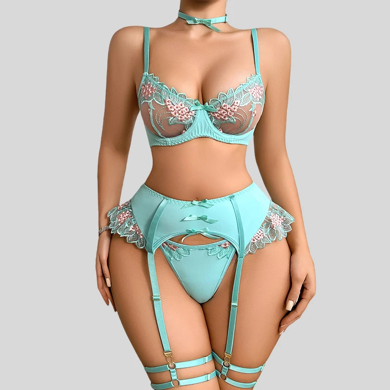 

Tornova 4 шт., кружевной прозрачный галстук с вышивкой и бантом, сексуальный интересный стальной кольцо, нижнее белье, стринги, тонкий сексуальный комплект на тонких бретельках